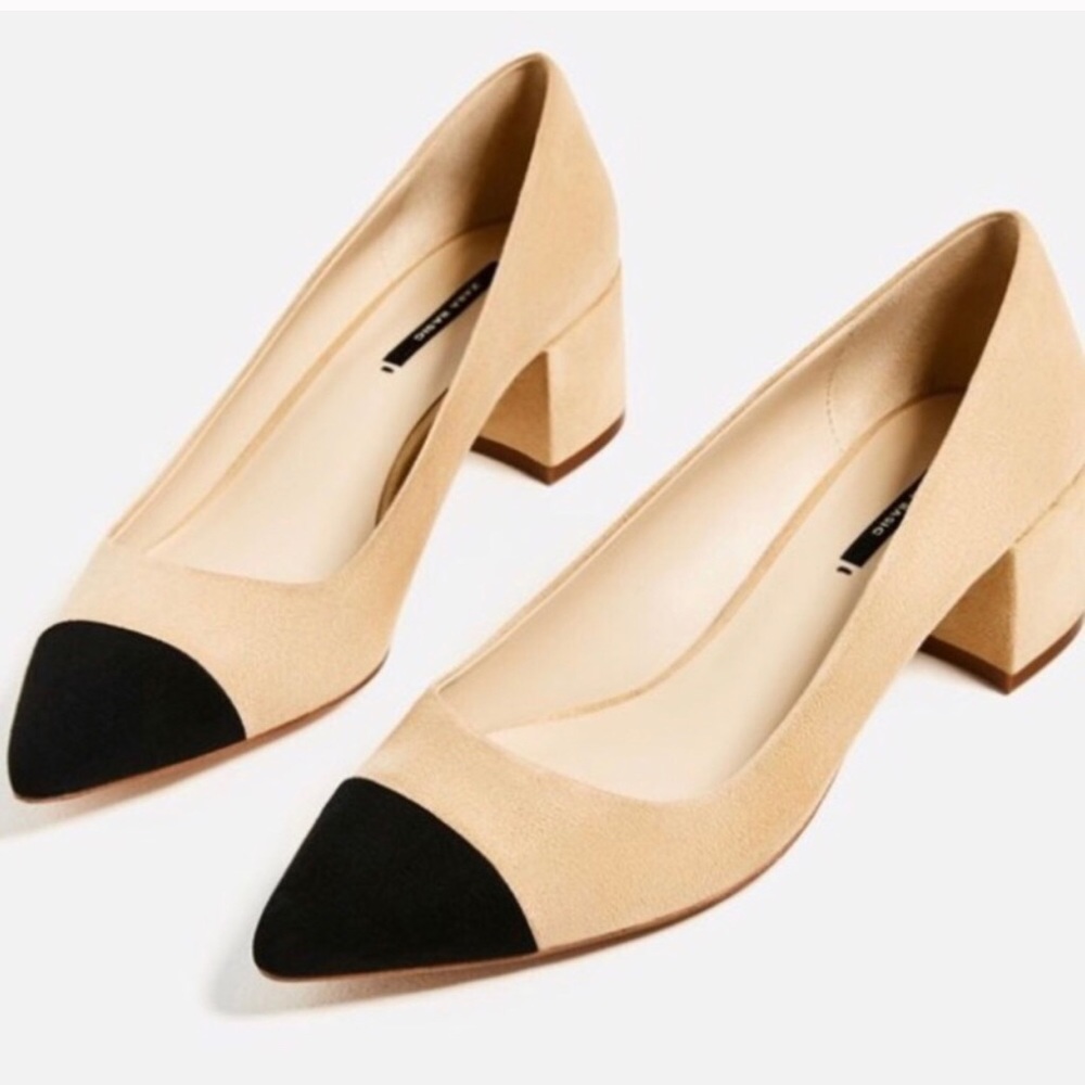Zara cap toe block heels